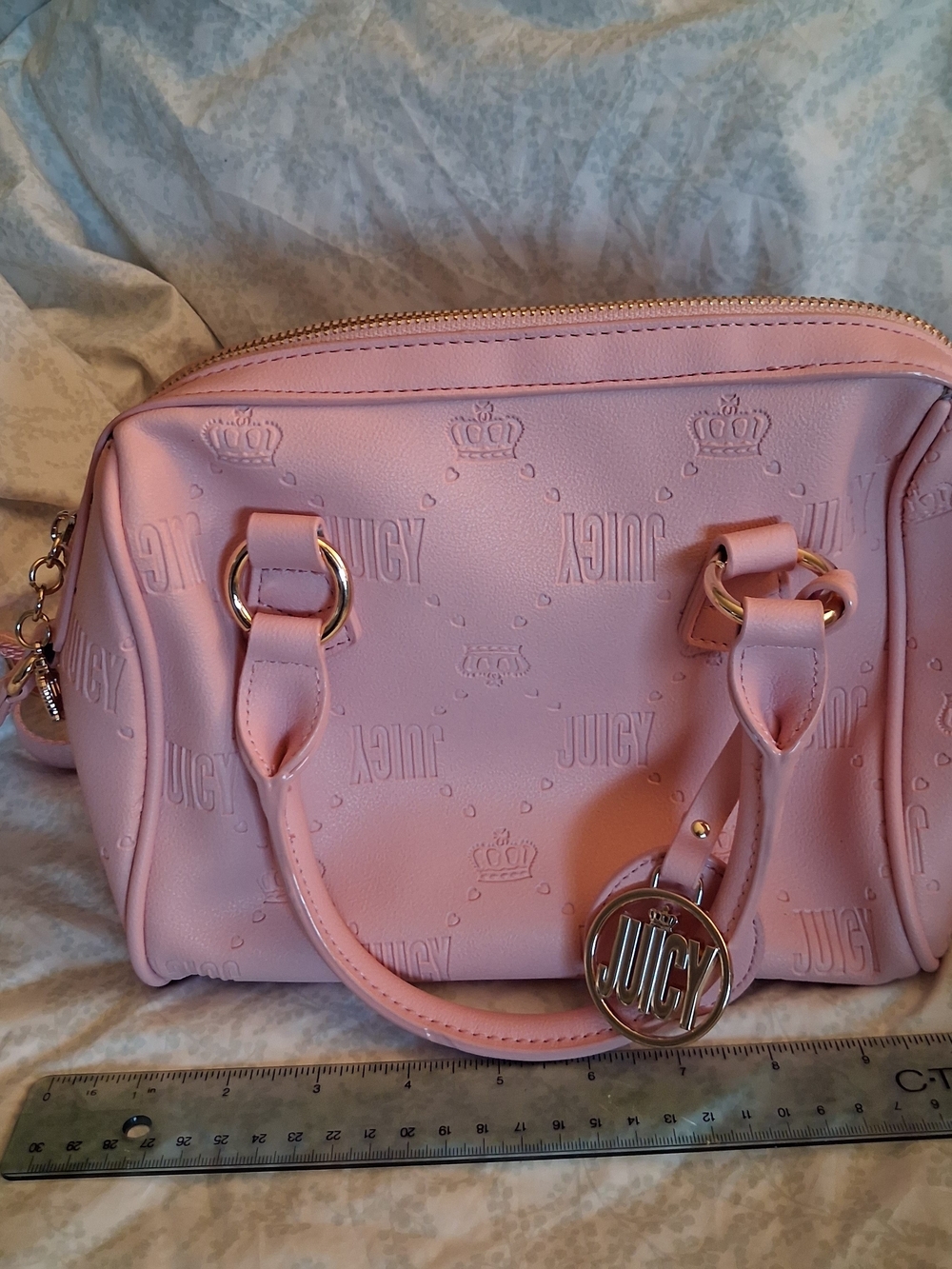 Juicy Couture Debossed Logo Crown Speedy Satchel Pink